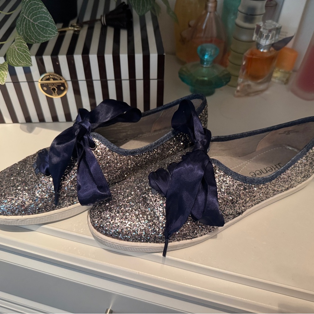 J.Renee Silver and Blue Sparkle Sneakers